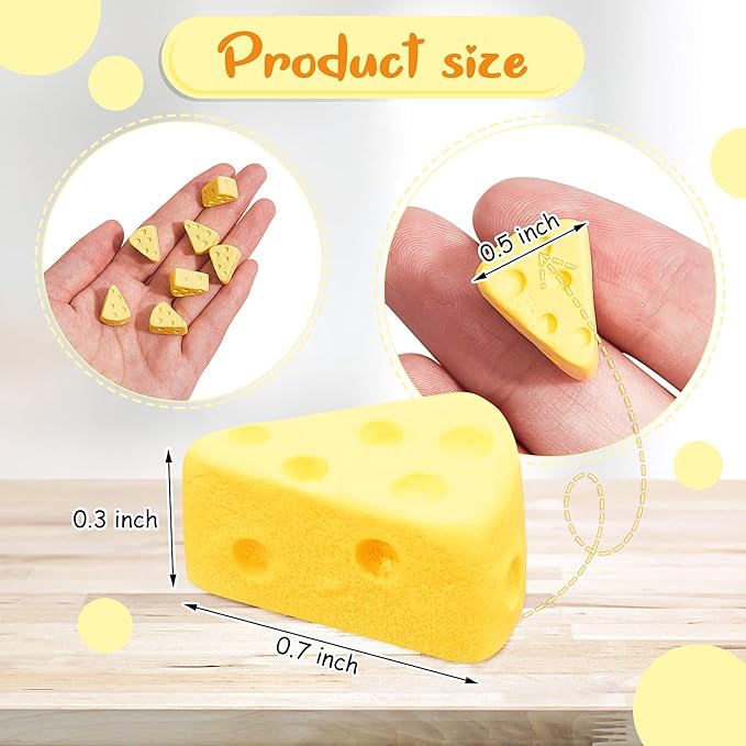 Gejoy 50 Pieces Miniatures Food Cheese Toy Halloween Decoration Mini Fake Cheese for Dollhouse Accessories Models for Kitchen Decoration DIY Accessory