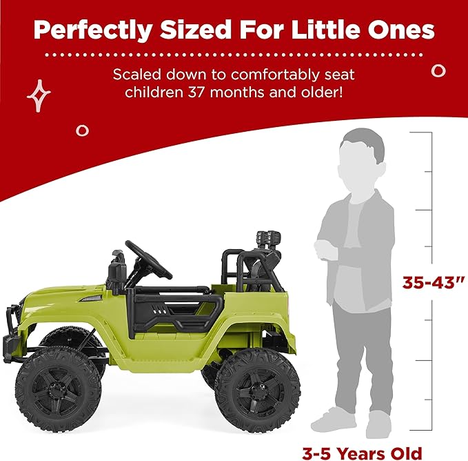 Best Choice Products 12V Kids Ride On Truck Car w/Parent Remote Control, Spring Suspension, LED Lights, AUX Port - Green