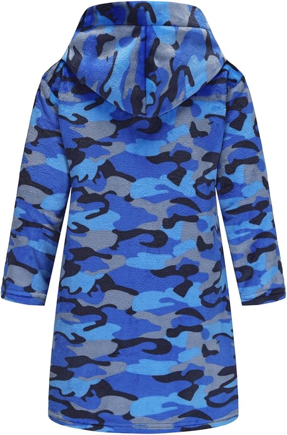 Boys Fleece Robe Hooded Toddler Soft Bathrobe Pajamas Sleepwear for Kids Girls 2-16 Years