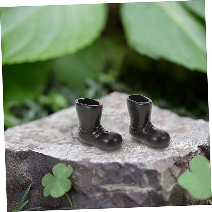 TOYZFRIENDY 100pcs Santa Claus Boots for Dolls Charming Christmas Decorations for DIY Crafts for Holiday Table Centerpieces Black Miniature Shoes