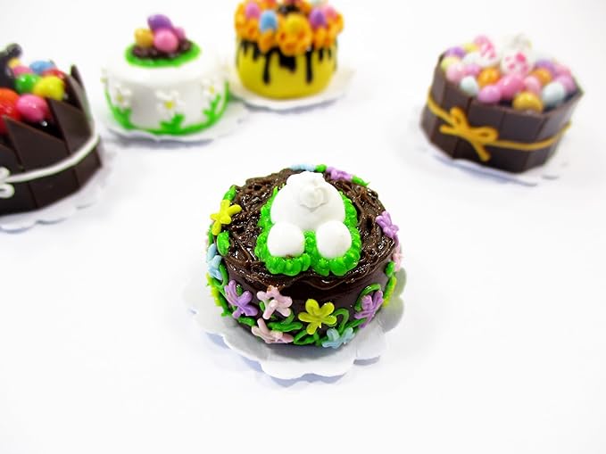 Miniature 5 Easter Cake 1:12 Dollhouse Tiny Food Cake Bakery Charms Supply 16920