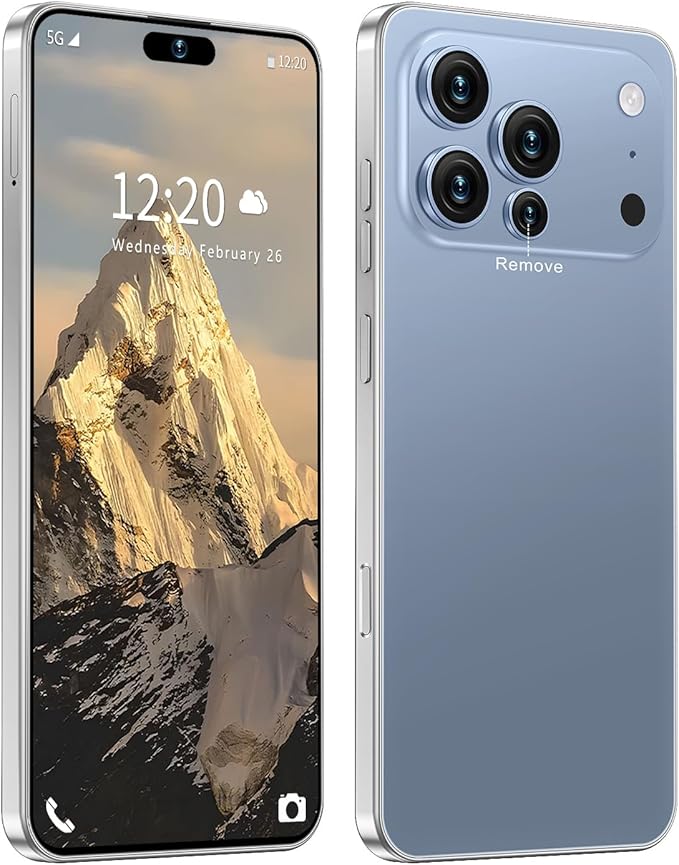 Huness I17PROMAX Smartphone Unlocked Cell Phone,6.99" HD Screen Unlocked Phone,16+512GB Android 15 Battery 7000mAh,Face ID/Dual SIM/5G/Fingerprint Button Unlock/Photos/GPS (Blue, 16+512G)