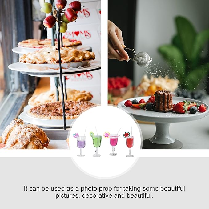 YARDWE 8pcs Miniature Mini Drinks Decoration Dollhouse Glasses Mini Cocktail Glasses Colorful Dollhouse Kitchen Accessories Cake Toppers for Dollhouse Decoration