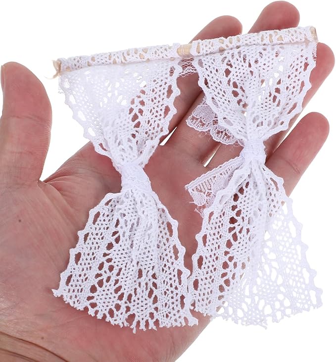 Kisangel 4pcs Dollhouse Miniature Lace Curtains, White Mini Curtains Tiny Doll House Window Shades for Miniature Dollhouse Furniture House Accessories