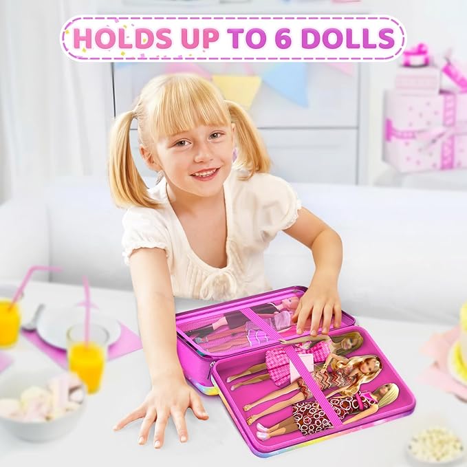 LININYHAO Carrying Case Compatible with Barbie Dolls 12-Inch,Case to Hold Dolls and Clothes, Much Pocket for Doll’s Clothes, Accessories, Fits 6 Dolls & Accessories,Bag Only (2-starlit sky)