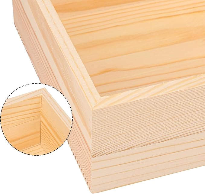 10 Pack 6 x 6 Inches Unfinished Wooden Boxes, Small Unfinished Square Wood Box Bulk, Small Wooden Box for DIY, Jewelry Storage, Home Decor, Succulent Plant Pot