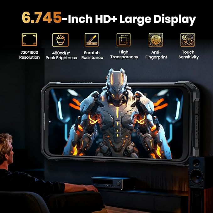 FOSSIBOT F110 Pro Rugged Smartphone Unlocked 5G Android 15, 128dB Loudest Speaker 20GB+128GB /2TB 10000mAH, 6.7'' HD Display 50MP Rear Camera, IP68/69K Waterproof, NFC/Dual SIM/Widevine L1