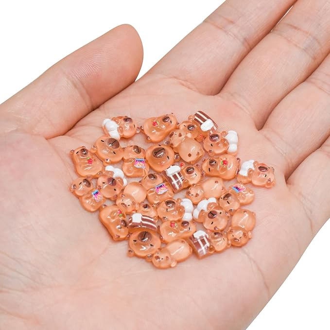 100 Pieces Tiny Capybara for Dollhouse Miniatures Resin Animals for Crafts Mini Capybara for Fairy Garden Micro Landscaping Decoration