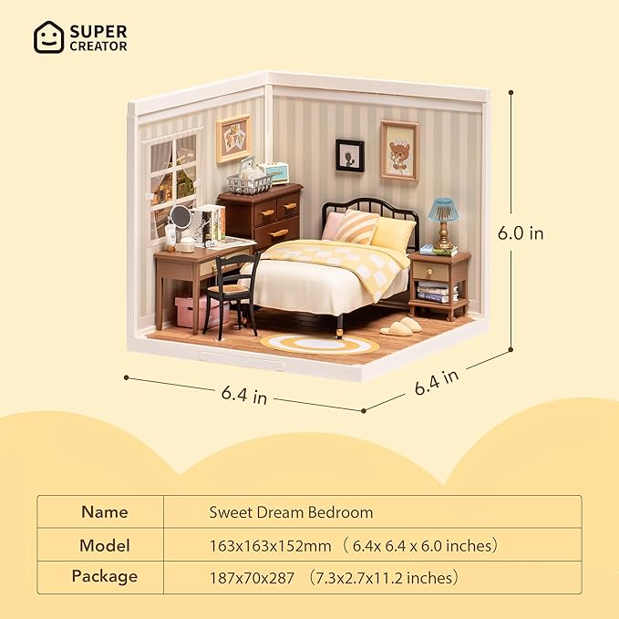 Wowood Super Creator-Mini Blocks Model Building Set for Adults, Miniature Plastic House Kit Super Store-Building Blocks Toys, DIY Crafts/Hobbies for Adults (Sweet Dream Bedroom)