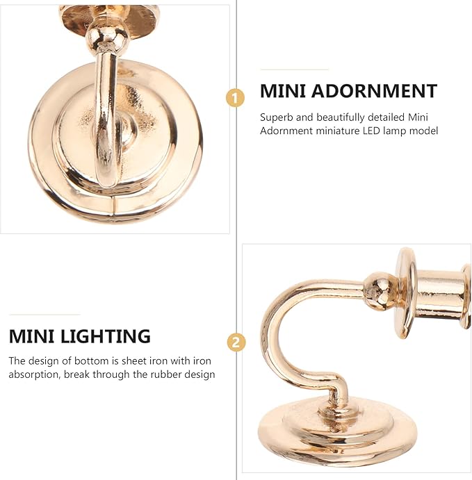 Beaupretty 2PCS Dollhouse Chandelier Miniature Dollhouse Lights 1: 12 Miniature Wall Sconce for DIY Landscape Garden Dining Room