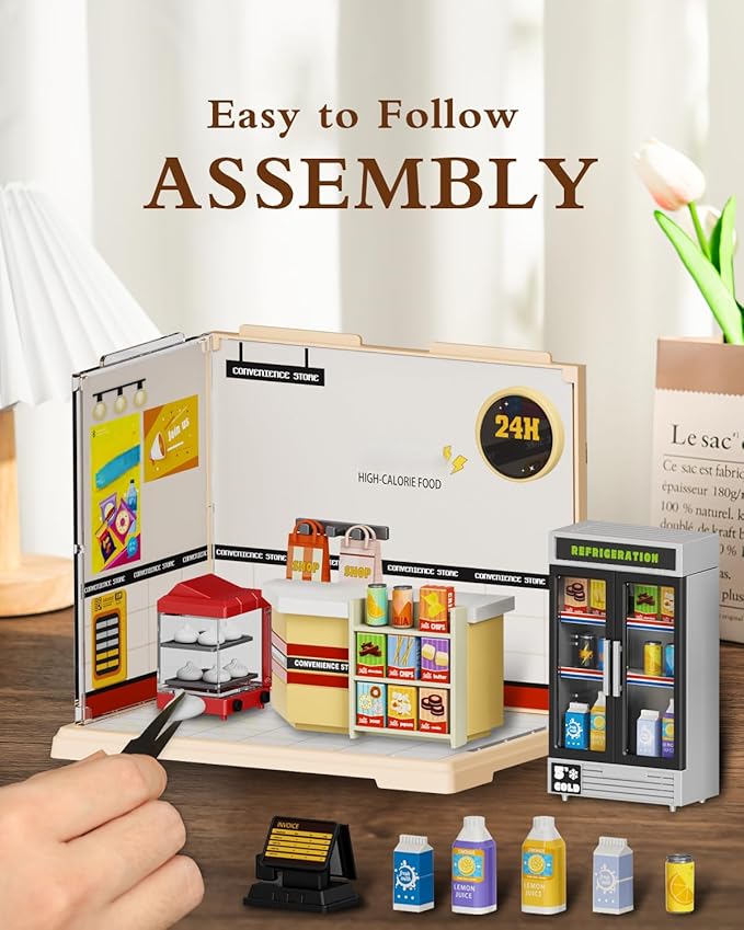 DIY Miniature House Kit, Dollhouse Kit, Miniature Kit, DIY Mini House Building Kit for Adult Teen, Plastic Tiny House Making Kit, Best Craft Hobbies Gift, Convenience Store