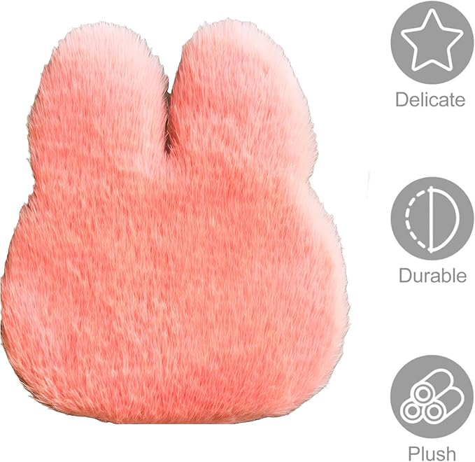 1:12 Scale Miniature Dollhouse Rabbit Rug – Soft Pink Faux Fur Carpet, Cozy Bedroom & Living Room Accessory for Dollhouse Decoration, Mini Scene Layout, DIY Display & Micro Landscape Décor (C)