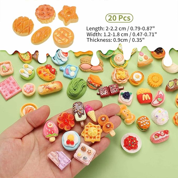 Dollhouse Miniature Food, Cute Mixed Star Cookies Figures Toys Mini Resin Foods Trinkets for Pretend Play Kitchen Cooking Game & Doll House Decor (Yellow, 20pcs)