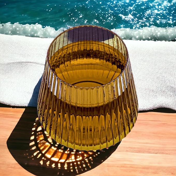 40 count 14 oz Origami Ripple Ribbed Unbreakable Stemless Plastic Wine Champagne Whiskey Glasses Elegant Durable Disposable Indoor Outdoor Ideal for Home Wedding, Ribbed 14 Ounce Cups (40, Clear)