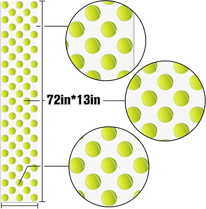Buxiuer Tennis Party Decorations Tennis Table Runner Sport Balll Birthday Party Decor Game Day Baby Shower Dining Room Home Kitchen Table Decor