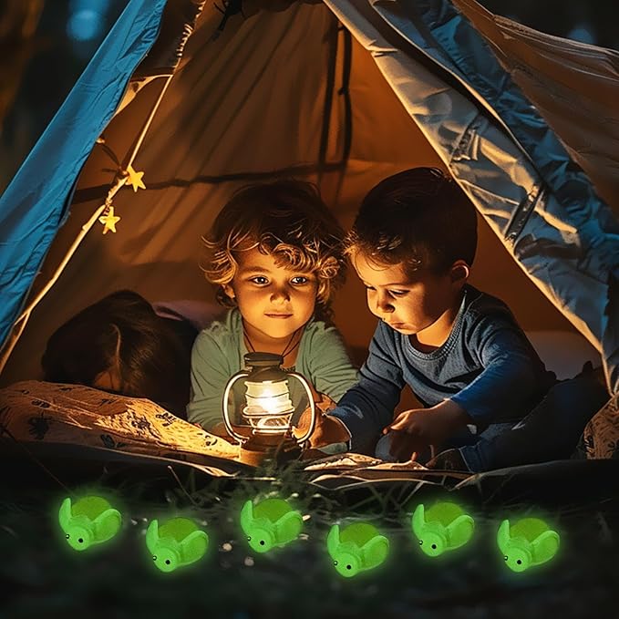 50 Pcs Luminous Mini Resin Fireflys Tiny Animals Miniature Firefly Figures Glow in The Dark for DIY Garden Dollhouse Firefly Figurines Accessories Micro Landscape Aquarium Party Decor