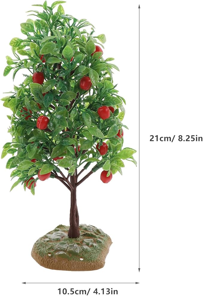 2Pcs Artificial Apple Tree Model - Miniature Fruit Trees for Micro Landscape, Dollhouse, Sand Table Scenery Decor
