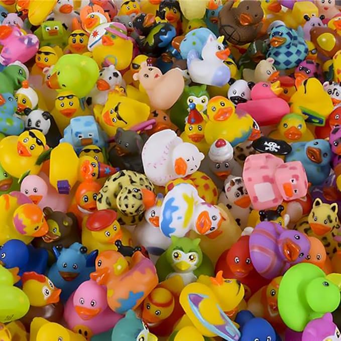Assortment Rubber Duck Toy Duckies for Kids, Bath Birthday Gifts Baby Showers Classroom Incentives, Summer Beach and Pool Activity, 2" (20-Pack)
