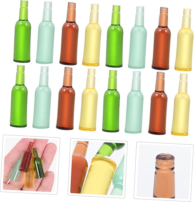 LRXIYODE 24pcs Miniature Wine Bottles for Dollhouse Decor Resin Mini Bottle Models Accessories for Miniature House Scenes and Craft Projects