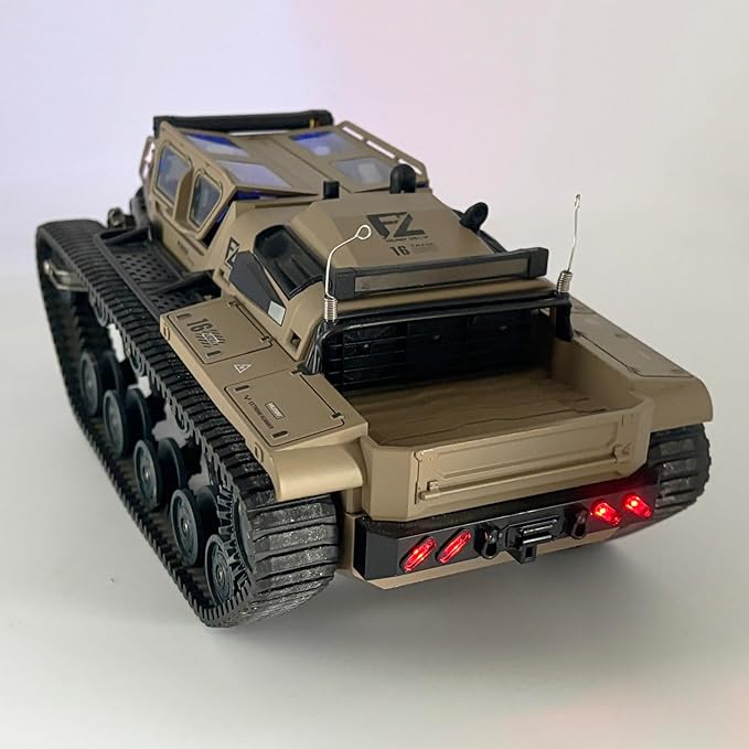 RC Tank Car 1/16 Scale Remote Control Tank Off Road RC Crawler 4WD RTR 360°Rotating Drifting Dual Motor Gearbox Proportional Control Tracked Military Truck Hobby Toy for Adult