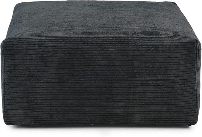 JACH 39.37" Oversized Ottoman Seater for Living Room, Deep Seat Extra Sofa Seater, Minimalist Chaise Ottoman, Modern Corduroy Ottomans for Living Room, Apartment, Black ﻿