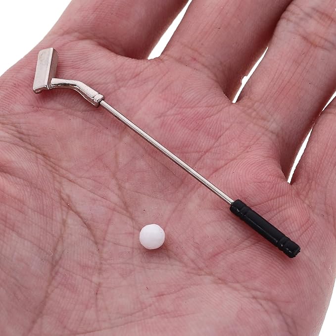 Alasum Scale Miniature Golf Club with Ball Model Dollhouse Accessory for Miniature Furniture Decoration Realistic Craftsmanship for Collectors