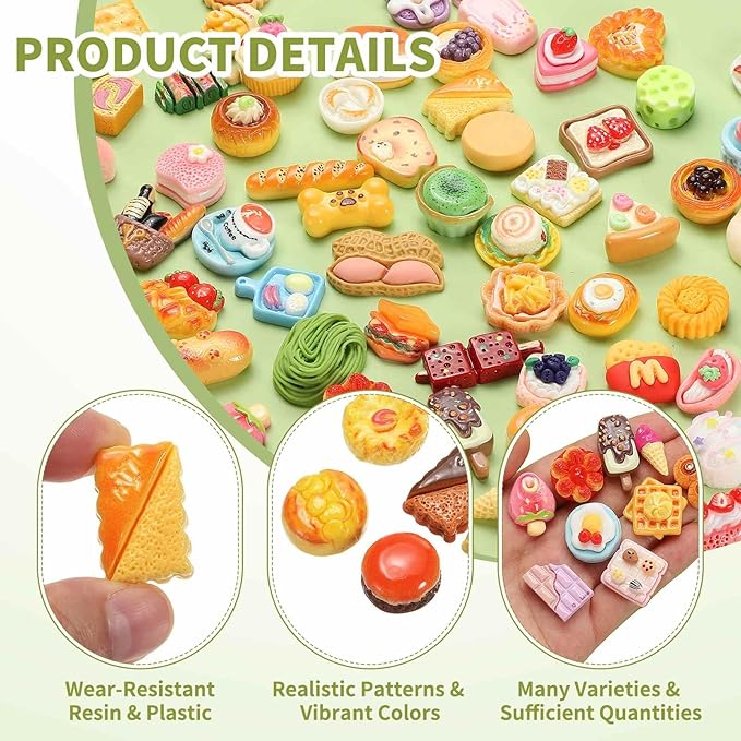 Dollhouse Miniature Food, Cute Mixed Biscuit Bread Figures Toys Mini Resin Foods Trinkets for Pretend Play Kitchen Cooking Game & Doll House Decor (Mixing Colors, 20pcs)