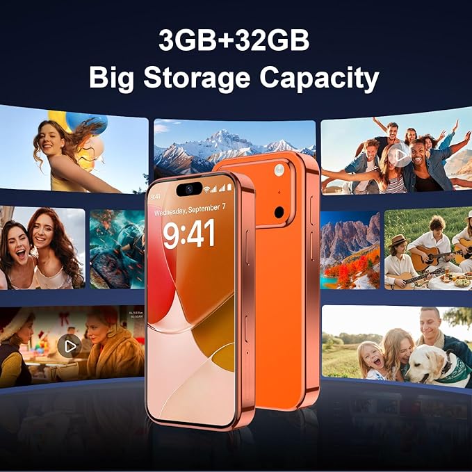 BLKE AIR Mini Phone 4G Unlocked 3+32GB Mini Smartphone with 3.7'' HD Touch Screen 2000mAh Battery Compact Backup World's Smallest Phone for Kids & Students GPS Dual SIM Face ID Black | 4G Unlocked 3+32GB