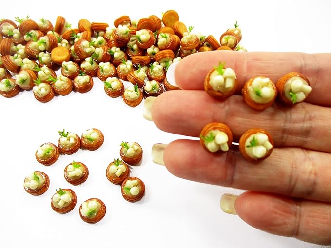 Lot 10 Loose Mushroom Puff Pie Dollhouse Miniatures Food Bakery Deco 12144