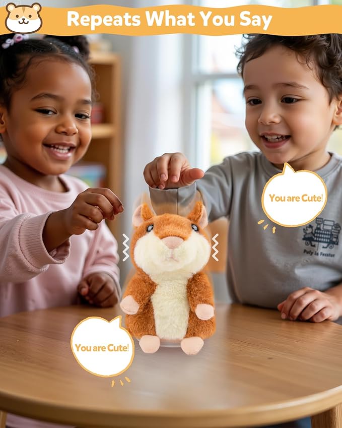 Ayeboovi Toddler Toys Talking Hamster Repeats What You Say, Kids Toys for 2 3 4 5 6 7 8 Year Old Girls Boys Gift, Christmas Stocking Stuffer for Kid, Stuffed Animals Interactive Learning Autism Toy