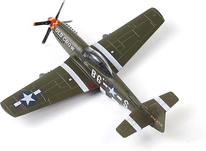 P51-D Mustang 1/72 Metal Airplane Model Kit with Stand WWII Old Crow Diecast Alloy Vintage Combat Plane Prebuild Military Aircraft Collection for Display or Gift (Bud Anderson)