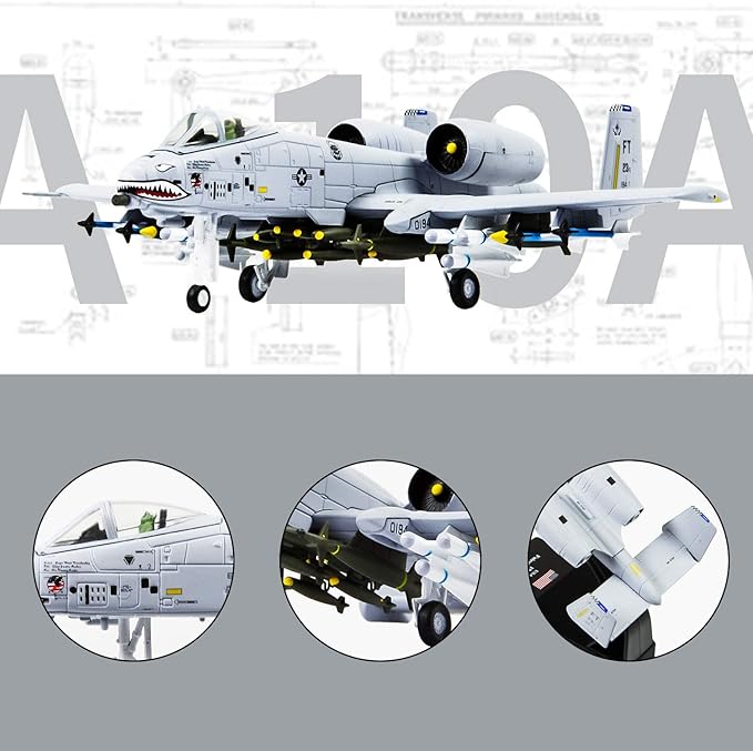 Lose Fun Park 1:100 A-10 Thunderbolt-II Warthog Diecast Airplane Model Metal Fighter Military Planes Model Airplane for Collection
