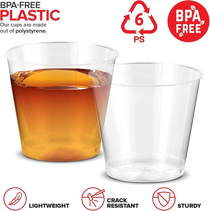 Stock Your Home 1,000 Mini Plastic Shot Glasses (1oz) Clear Disposable Cups for Jello Shots, Wine Tasting, Liquor, Whiskey, Pudding, Sample Cup for Halloween and Elegant Parties