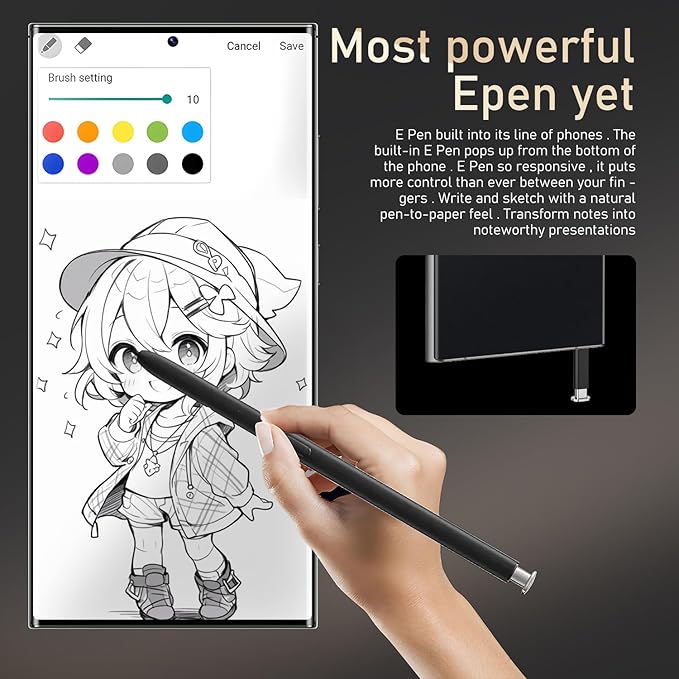 BAOWU I24 Ultra 5G Unlocked Phones, Built in Pen, Smartphone Battery 6800mAh 6.8" HD Screen Unlocked Cell Phone, 16+512GB Android14 with 128G Memory Card, Face ID/Fingerprint Lock/GPS (Black)