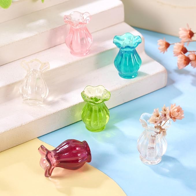 Craftdady 10pcs Vase Miniature Dollhouse Mini Resin Vase Miniature Ornaments Micro Landscape Home Dollhouse Accessories 19.5x13.5 mm for Home Garden Decoration
