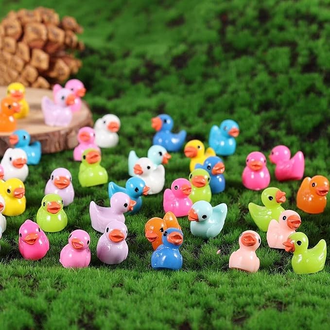 110 Pieces Mini Resin Ducks Tiny Duck Miniature Figures Charms Ornament Potted Garden for Party, DIY Micro Landscape Decorations, Aquarium Ornaments