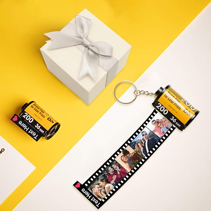 YAEILOV Personalized Photo Camera Film Roll Keychains Custom Photo Reel Album Key Rings