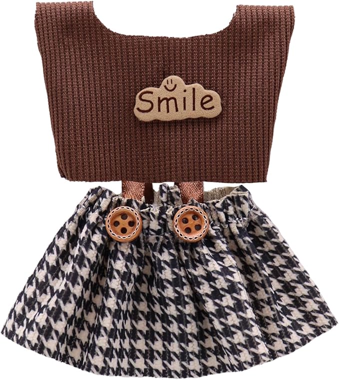 Clothes for Labubu, Doll Outfit Accessories Designed for 15 & 17cm Labubu (Plaid Smile)