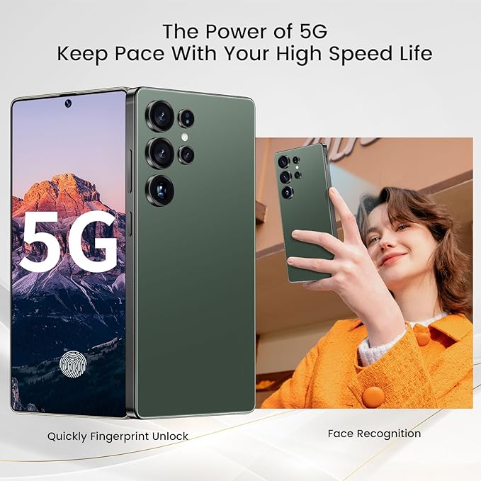 Bnjbmj I25 Ultra Flagship Killer Smartphone - Snapdragon 8 Gen 3, 16GB+512GB, Massive 6.99" FHD+ Display, 108MP+68MP Pro Cam, 7000mAh 2-Day Battery, Android 14, Includes Stylus Pen (Green)