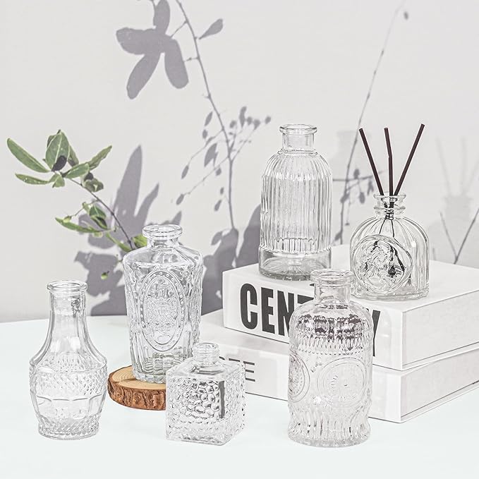 40Pcs Glass Bud Vase Set,Small Flower Vase for Tables Centerpieces Decor, Mini Vintage Clear Vase for Home,Wedding,Party Decorations