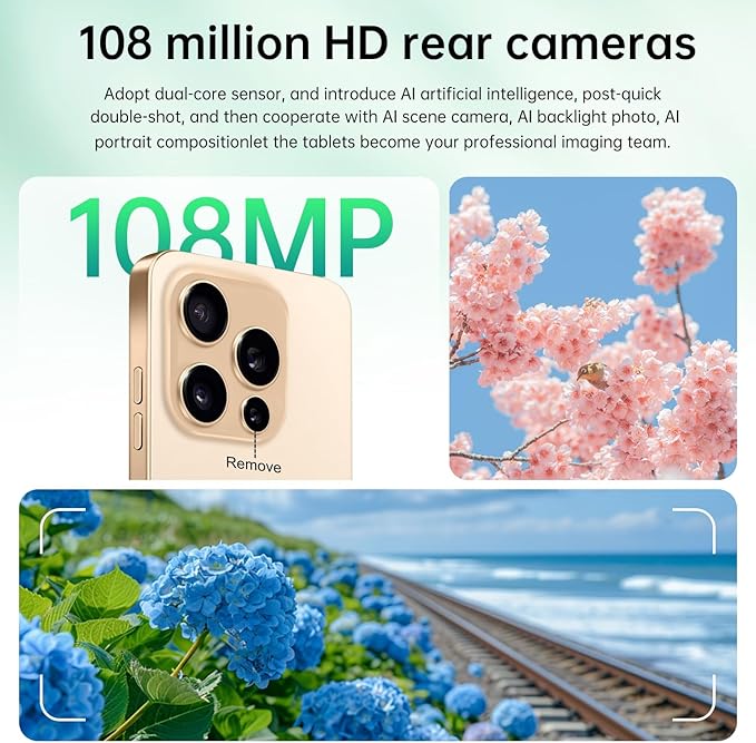 Huness 16PROMA X Smartphone Unlocked Cell Phone,6.99" HD Screen Unlocked Phone,16+512GB Android 14 with 128GB Memory Card,Face ID/Dual SIM/5G/Fingerprint Button Unlock/Photos/GPS (Gold, 16+512G)