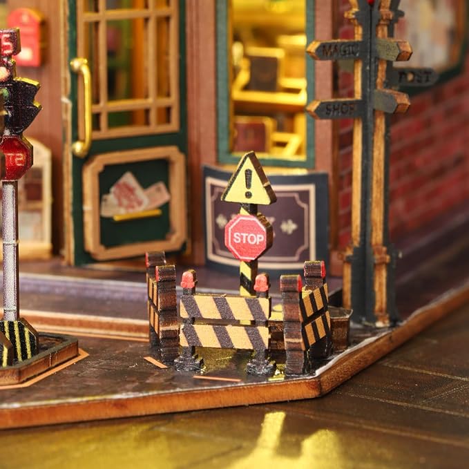 Book Nook Kit with LED – DIY Wooden Miniature Bookshop Puzzle Model for Teens & Adults, Easy Craft Assembly, Collectible Gift & Bookshelf Display Decor for Relaxing Hobbies & Holiday Joy