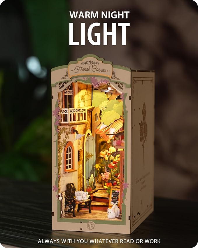 DIY Book Nook Floral Corner, 3D Puzzle Book Nook Kits for Adults, Decorative Book Nooks for Bookshelf Miniature Scenes, DIY Crafts/Gifts/Decorations for Adults (Floral Corner)