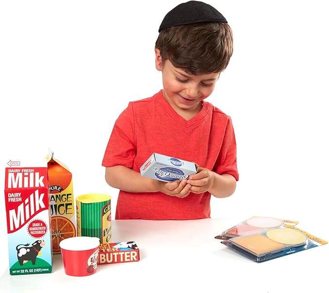 Melissa & Doug Fridge Fillers Grocery Play Food Cartons (8 Pieces) Wooden Toy Groceries, Pretend Play Food, Kitchen Accessories for Kids Ages 3+ - FSC Certified