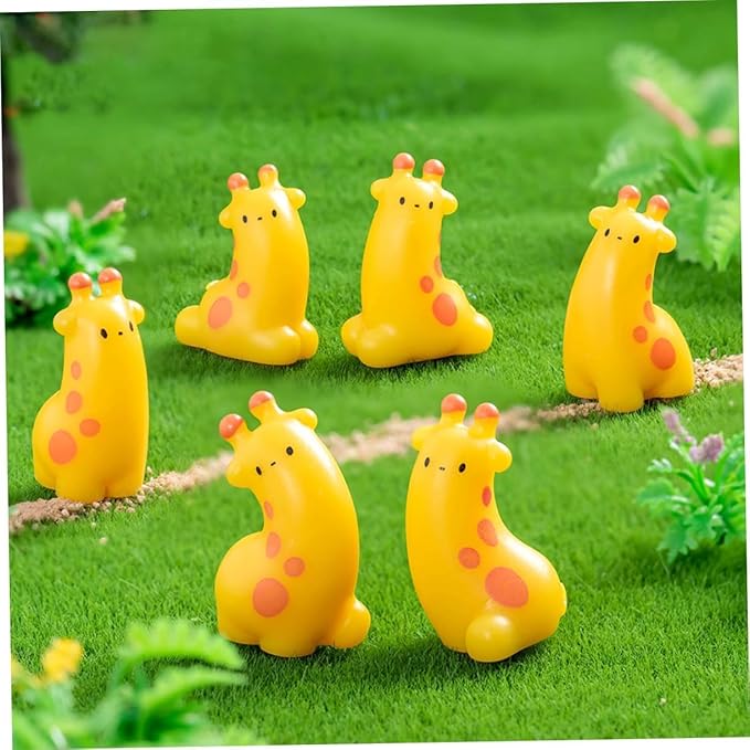 6Pcs Miniature Giraffe Resin Figurines – Cute Animal Statues for Fairy Garden Accessories, DIY Terrarium Projects, Desktop Displays, Home Shelf Decor, Assorted Wildlife-Inspired Designs
