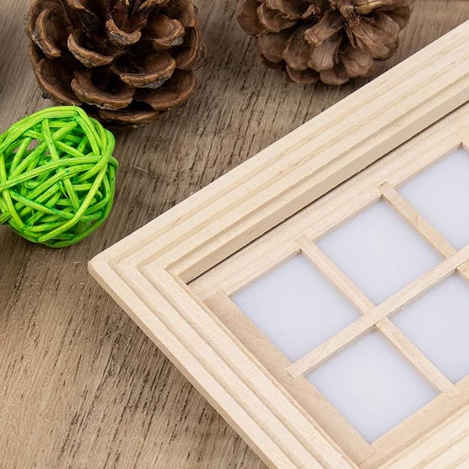 AUEAR, 1:12 Miniature Furniture Unpaint Wooden Doors for DIY Scene Home Craft (14 Panel)