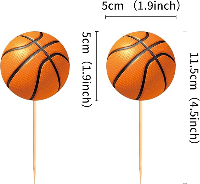 Ercadio 24 Pack Double Sided Basketball Cupcake Toppers Star Sports Ball Cupcake Picks Baby Shower Basketball Sports Players Theme Birthday Party Cake Decorations Supplies