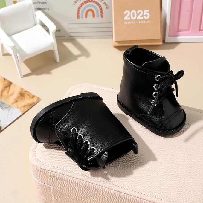 Vaguelly Doll Boots High Top Boots Dolls Shoes Doll Snow Miniature Clothing Accessory Mini Shoes Model 18-inch Black