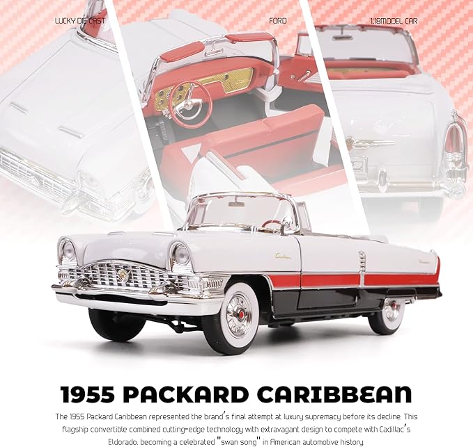 1955 Packard 1/18 Scale Die-Cast Metal Model Alloy Toy Cars with Display Case, with Opening Doors, for Kids Men and Teens Dad 14+ Year
