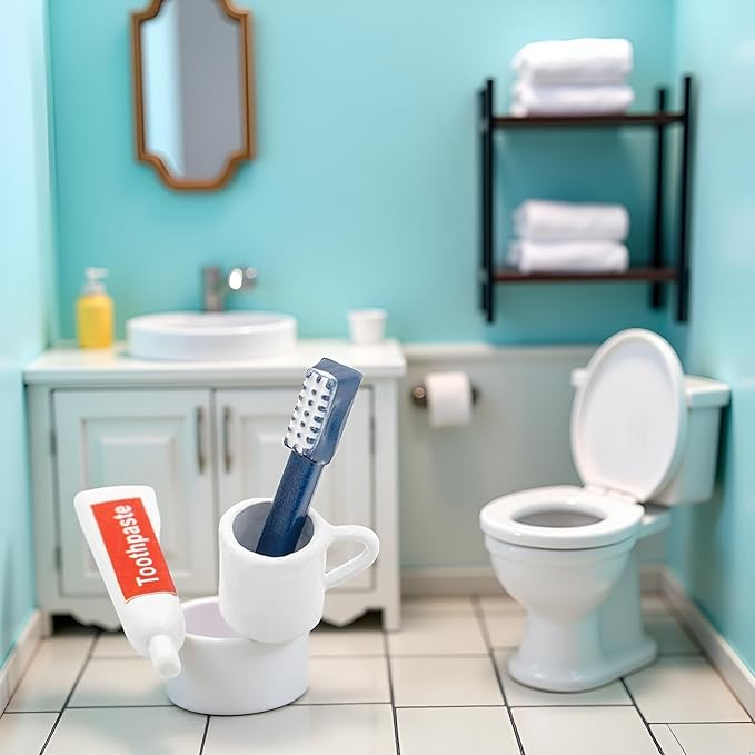 1/12 Miniature Toothpaste,Toothbrush,Cup 3-Piece Set Model Dollhouse Bathroom Accessories Toilet toiletries Model